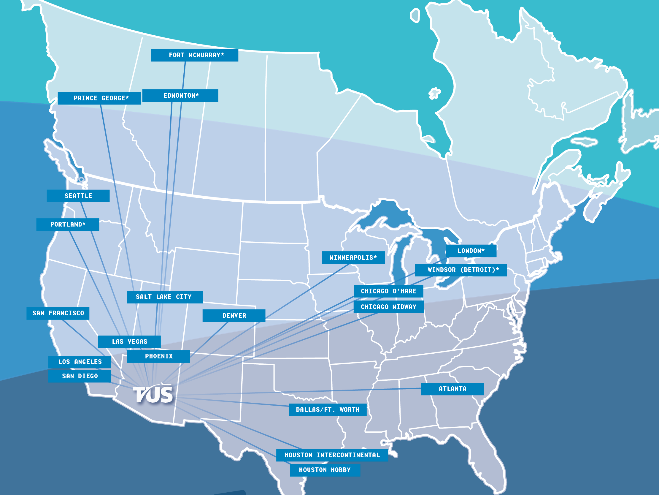 Map of USA with Canada 11.16 01 Fly Tucson